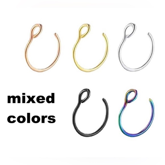 🆕Nose Rings non-piercing 5 piece Surgical Stainless Steel ClipOn Fake No Pierce - Picture 2 of 14
